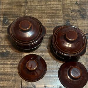 Set of Small Brown Dishes with Lids Good for dips.